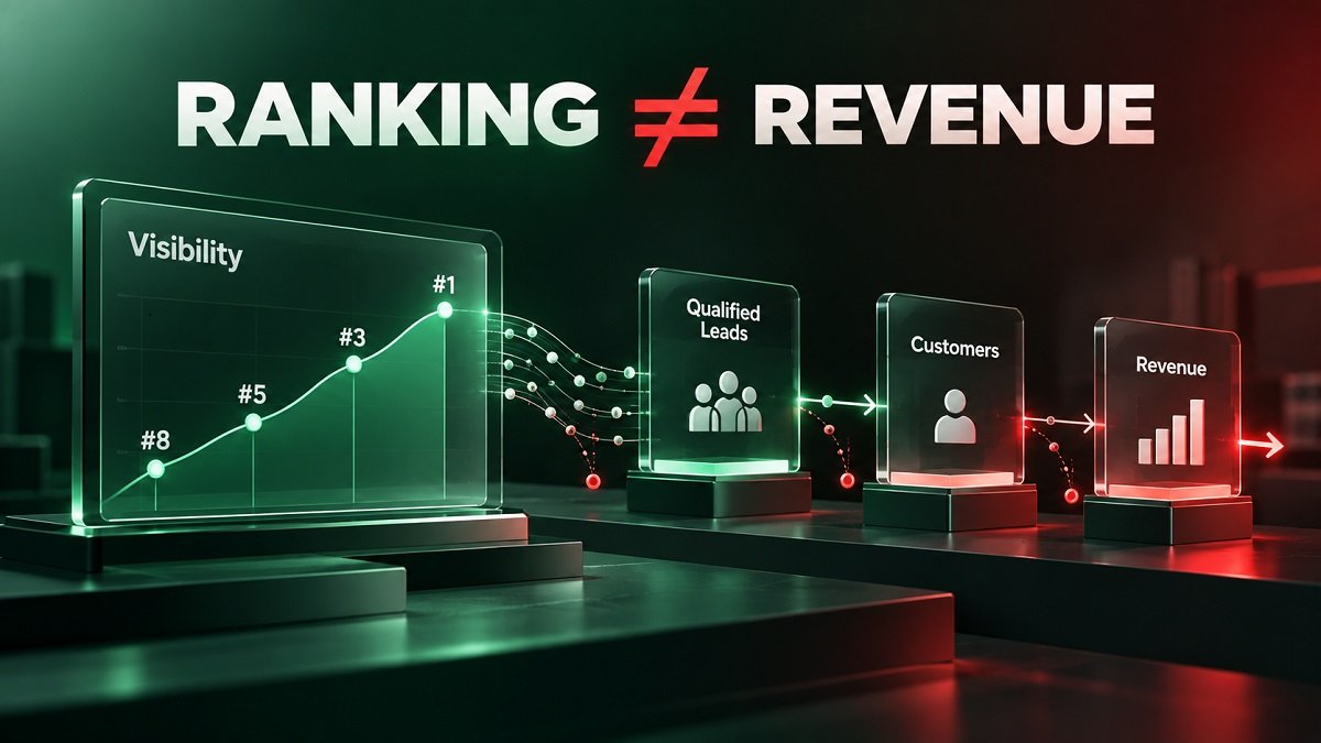 Higher rankings may increase visibility—but real local SEO success is measured by qualified leads, conversions, customers, and revenue.